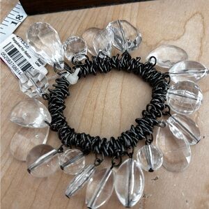 Wire wrap bracelet/ clear beads/ fits size 6 1/2 in wrist